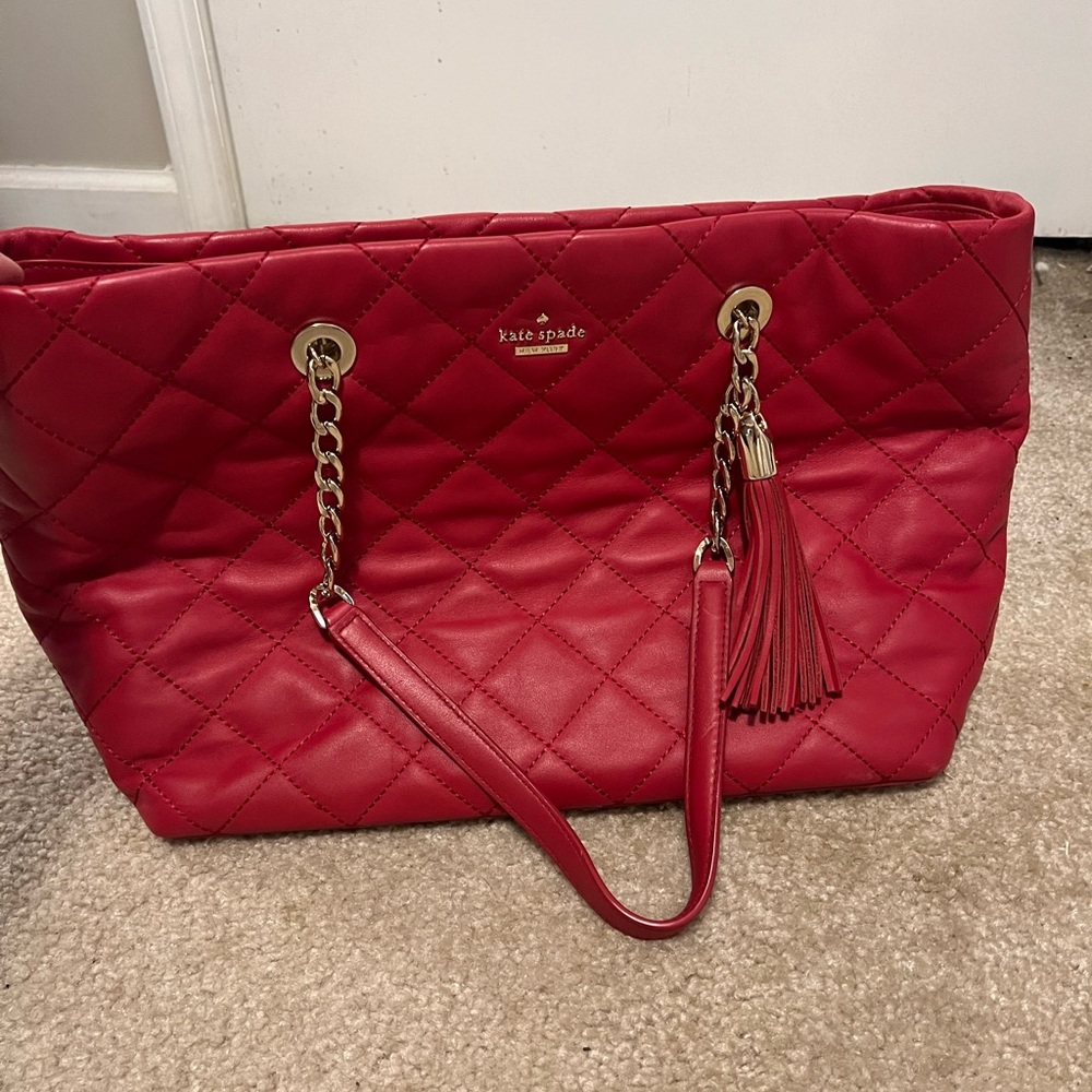 Kate Spade Cherry Quilted Tote with Tassel